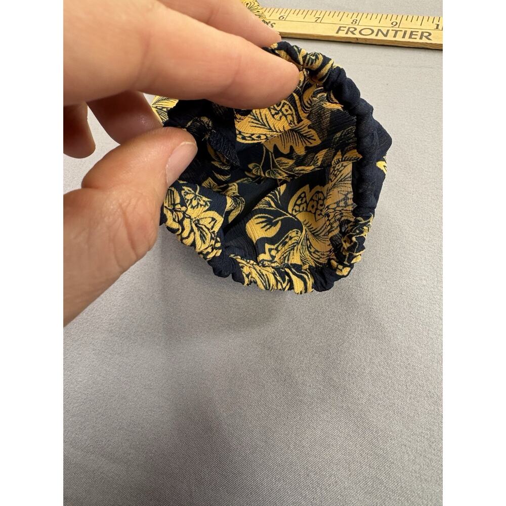NWT J.Crew Factory Floral Smocked Shirt Blouse Navy Gold Womens Size Med AS357 - Picture 7 of 10